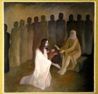 Chrystus Sługa umywa nogi apostołom.